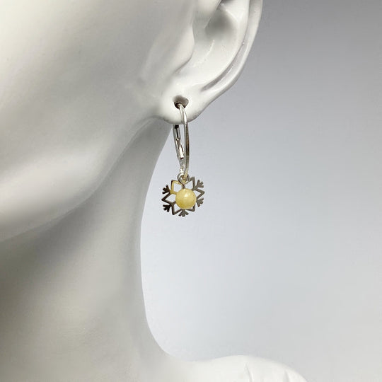 Butterscotch Amber Snowflake Dangle Earrings