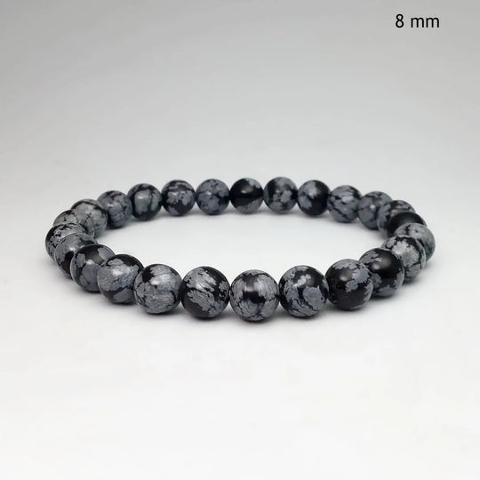 Snowflake Obsidian Beaded Bracelet