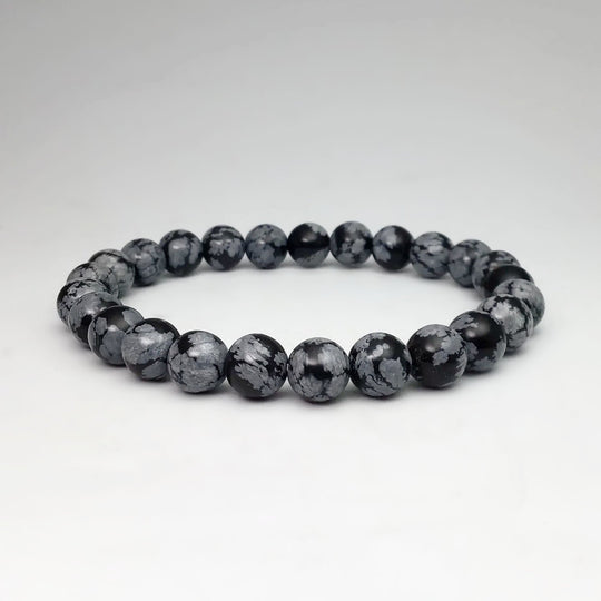 Snowflake Obsidian Beaded Bracelet