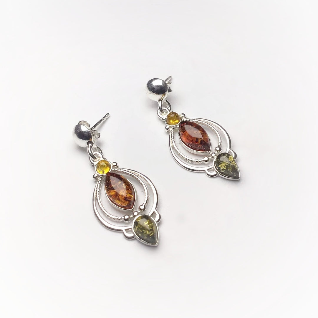 Mixed Amber Stud Earrings