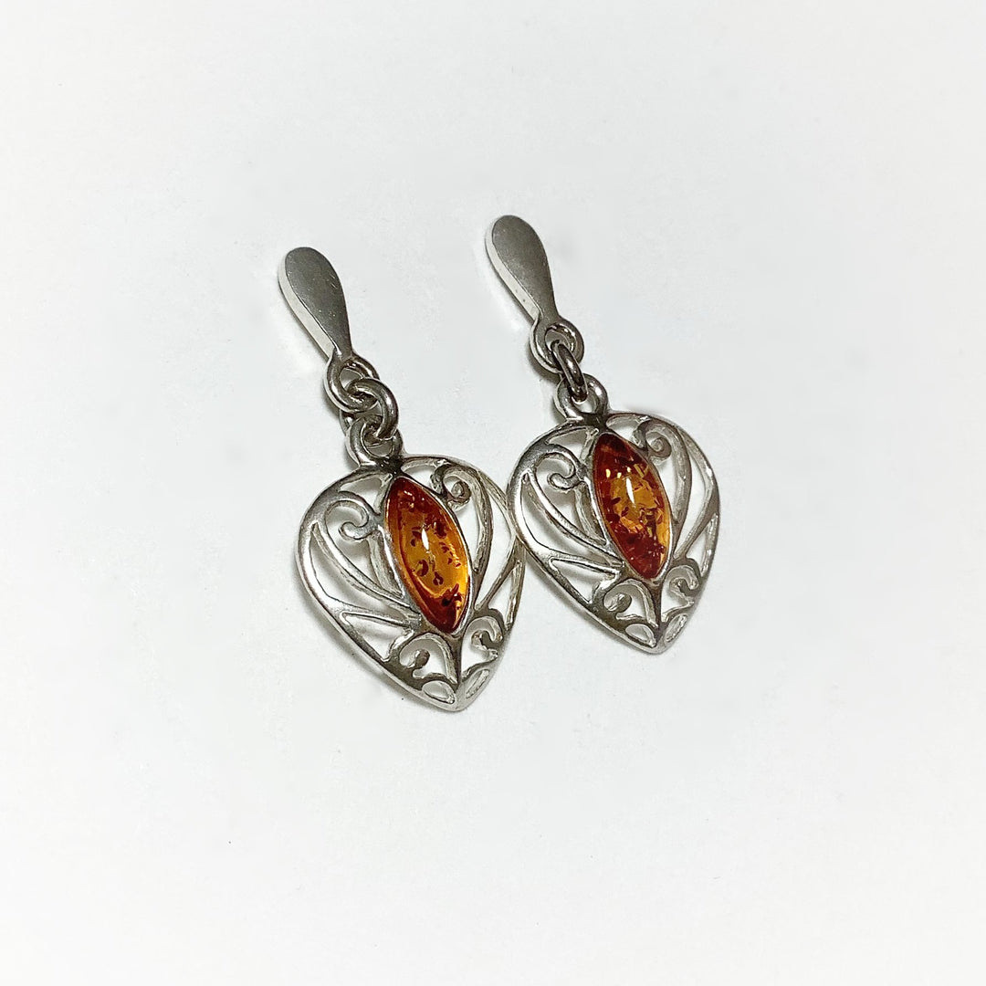 Cognac Amber Stud Earrings