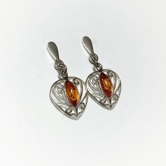 Cognac Amber Stud Earrings