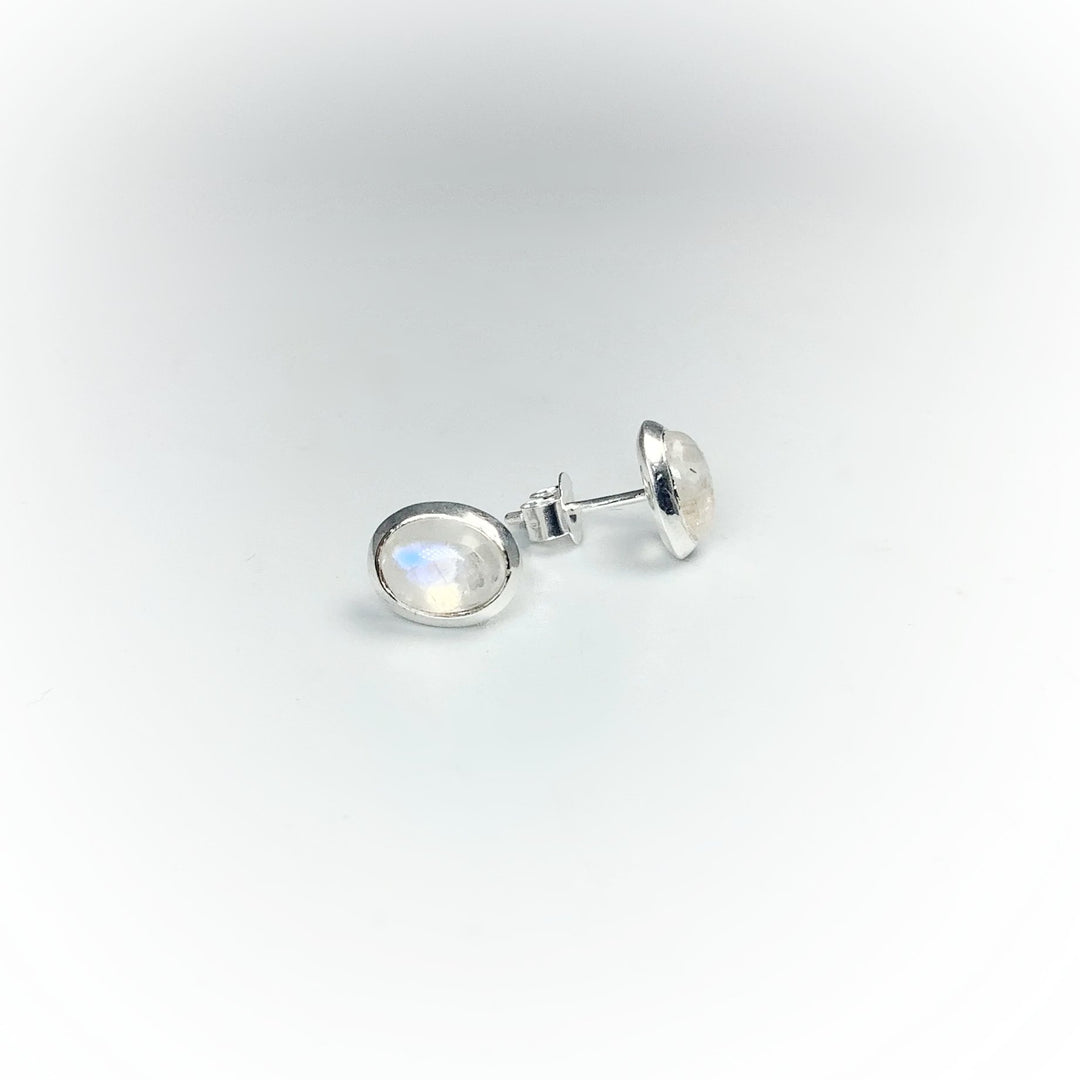 Rainbow Moonstone Stud Earrings