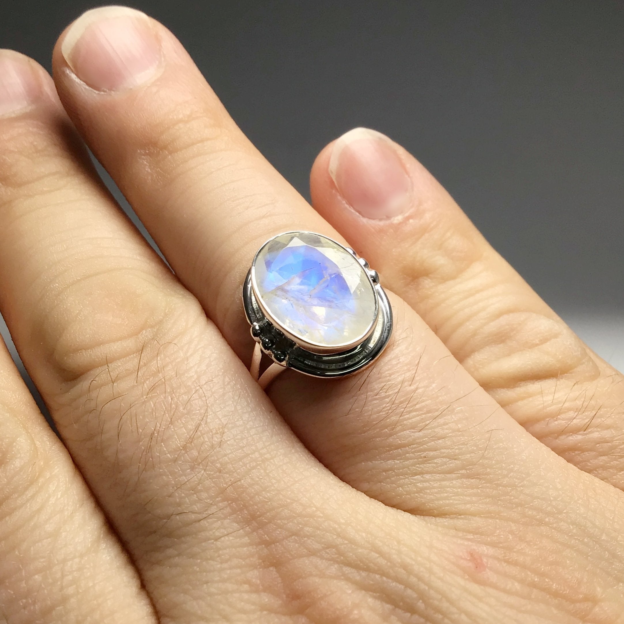 Rainbow Moonstone Ring