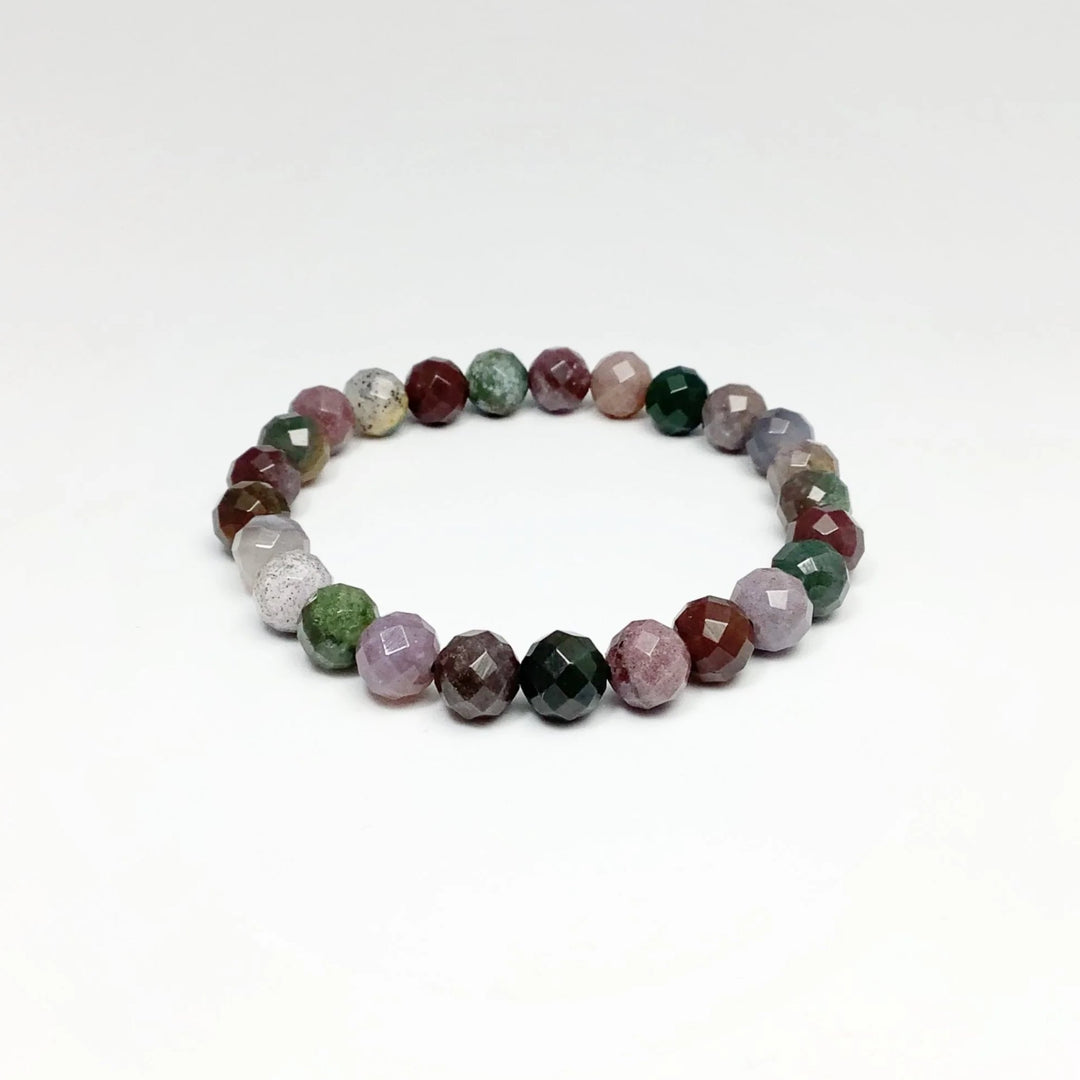 Indian Agate Faceted Beaded Bracelet