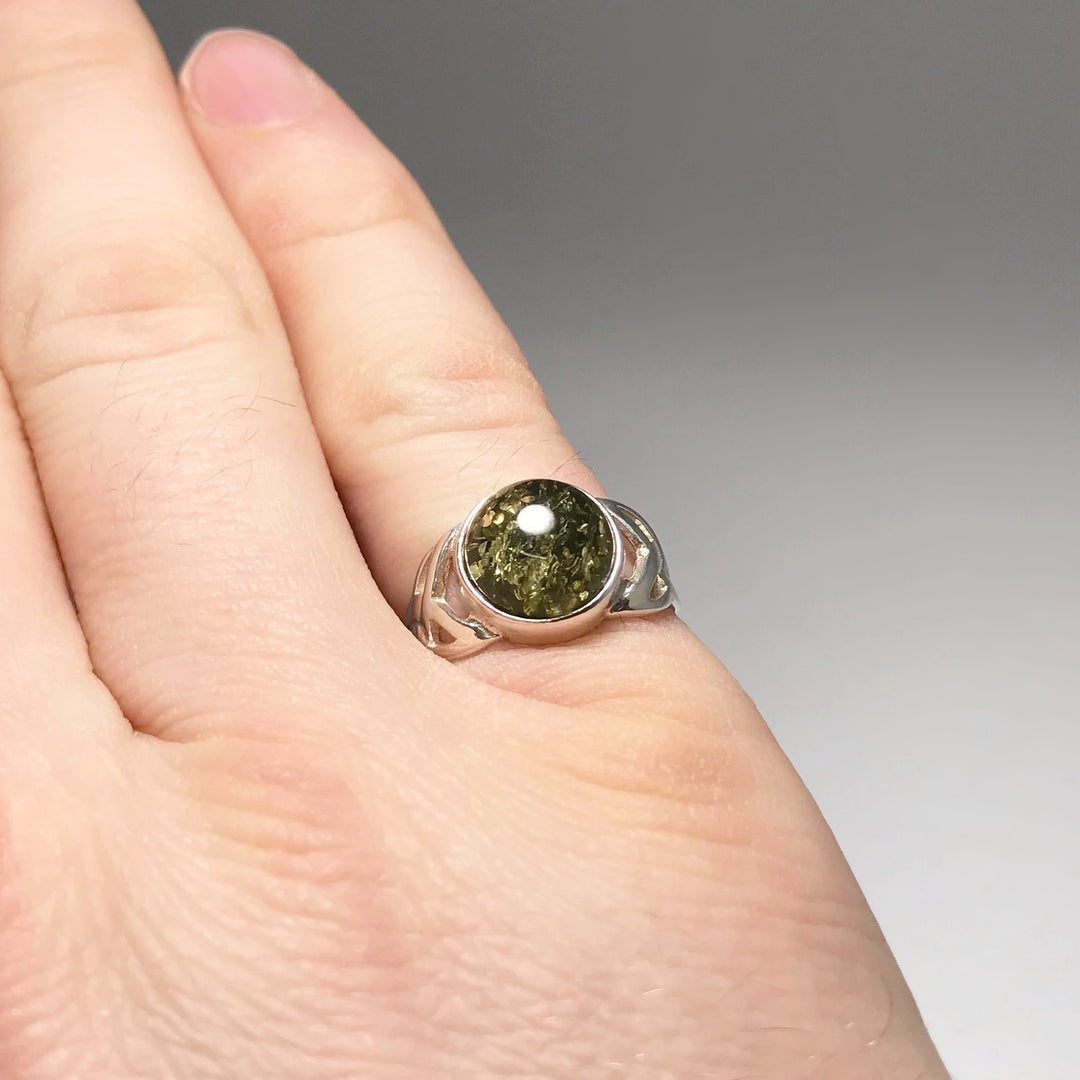 Green Amber Ring