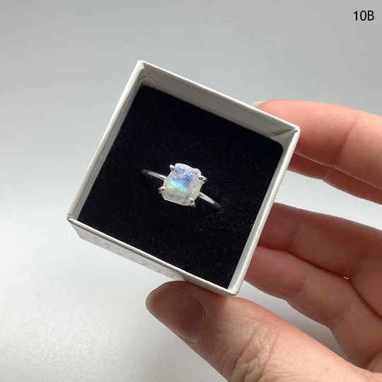 Raw Rainbow Moonstone Ring