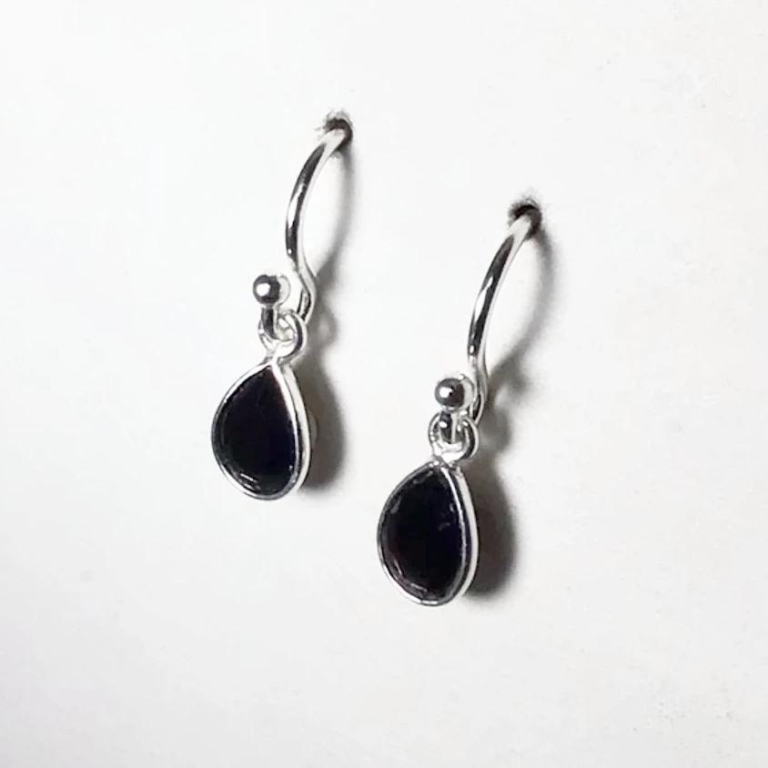 Faceted Black Onyx Dangle Earrings