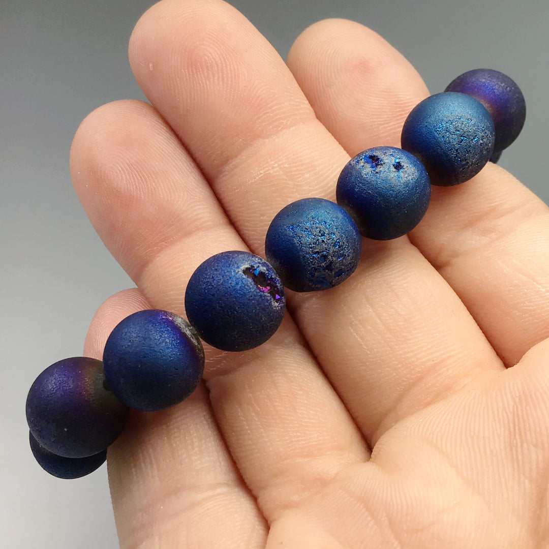 Druzy Matte Blue Beaded Bracelet