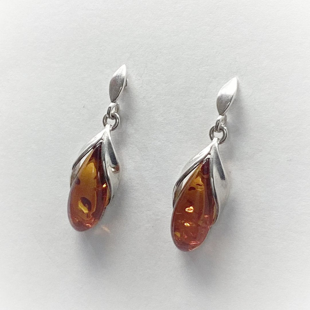 Cognac Amber Stud Earrings