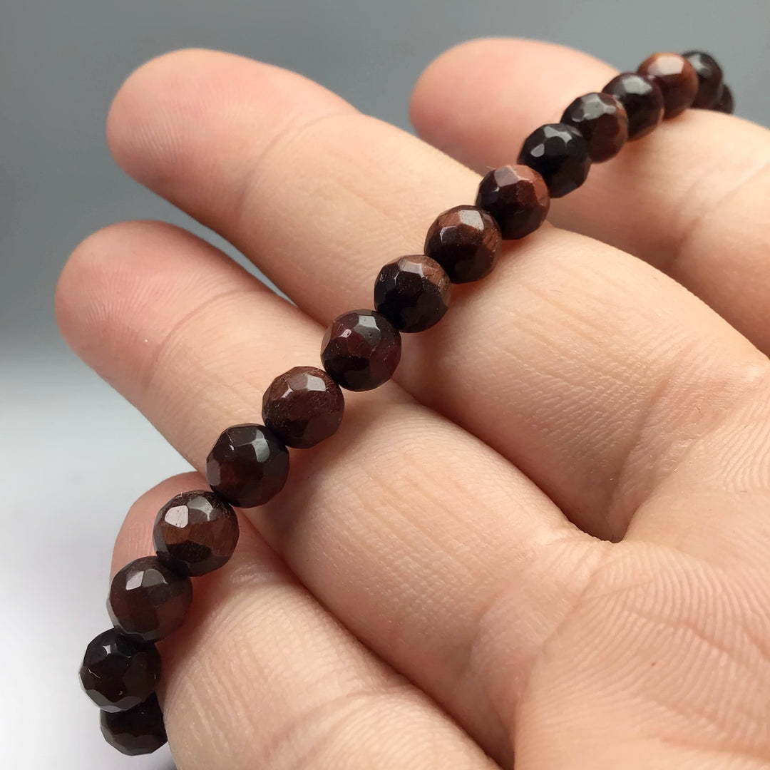 Red Tiger Eye Faceted Beaded Bracelet