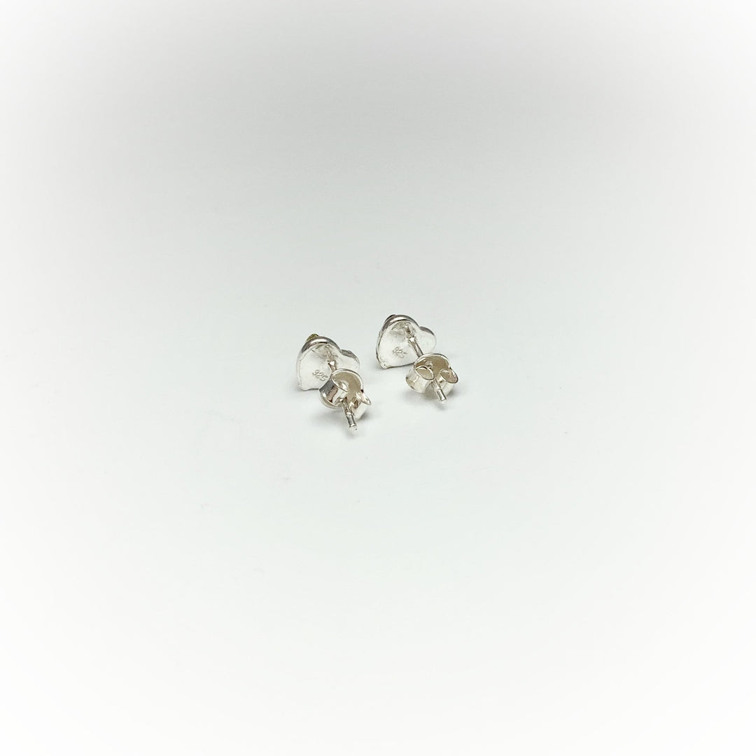 Green Amber Heart Stud Earrings