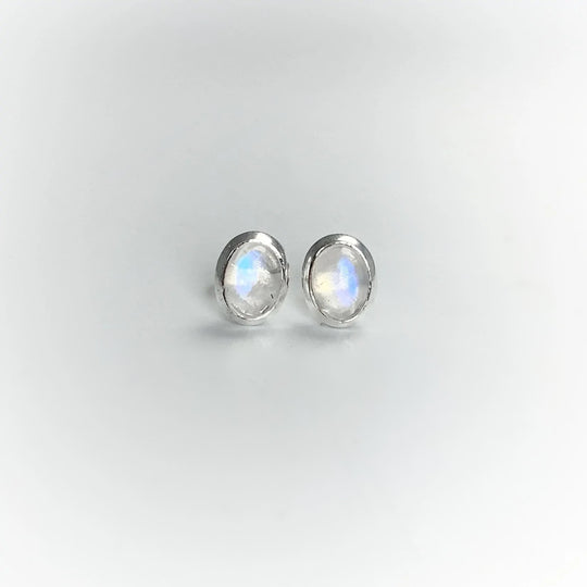 Rainbow Moonstone Stud Earrings