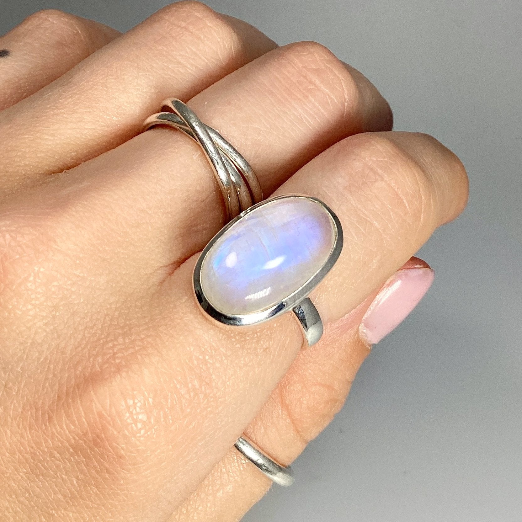 Rainbow Moonstone Ring