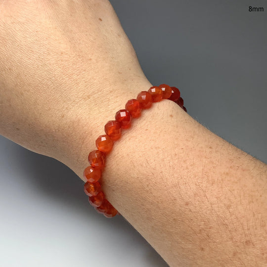 Carnelian Agate Faceted Beaded Bracelet - High Quality