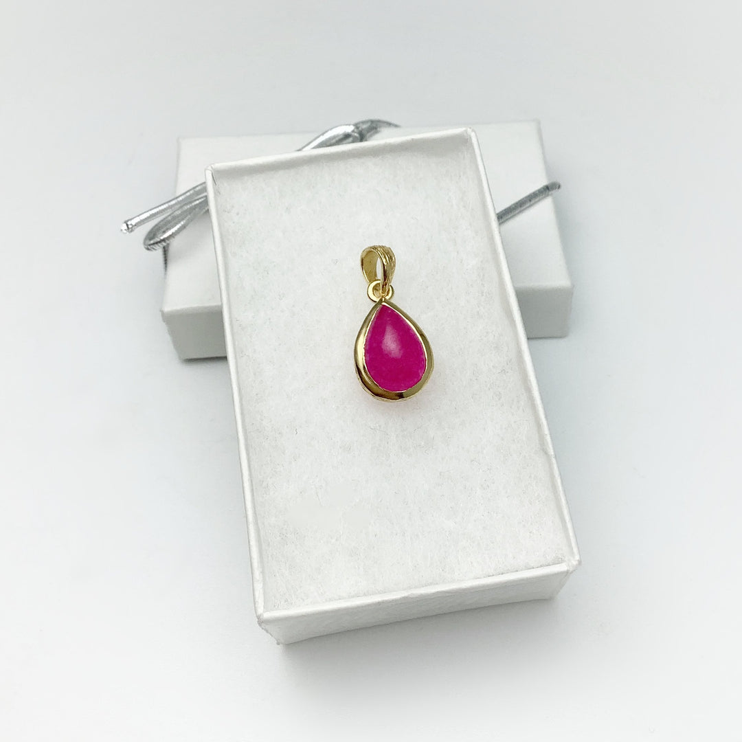 Pink Jade Gold Finish Pendant