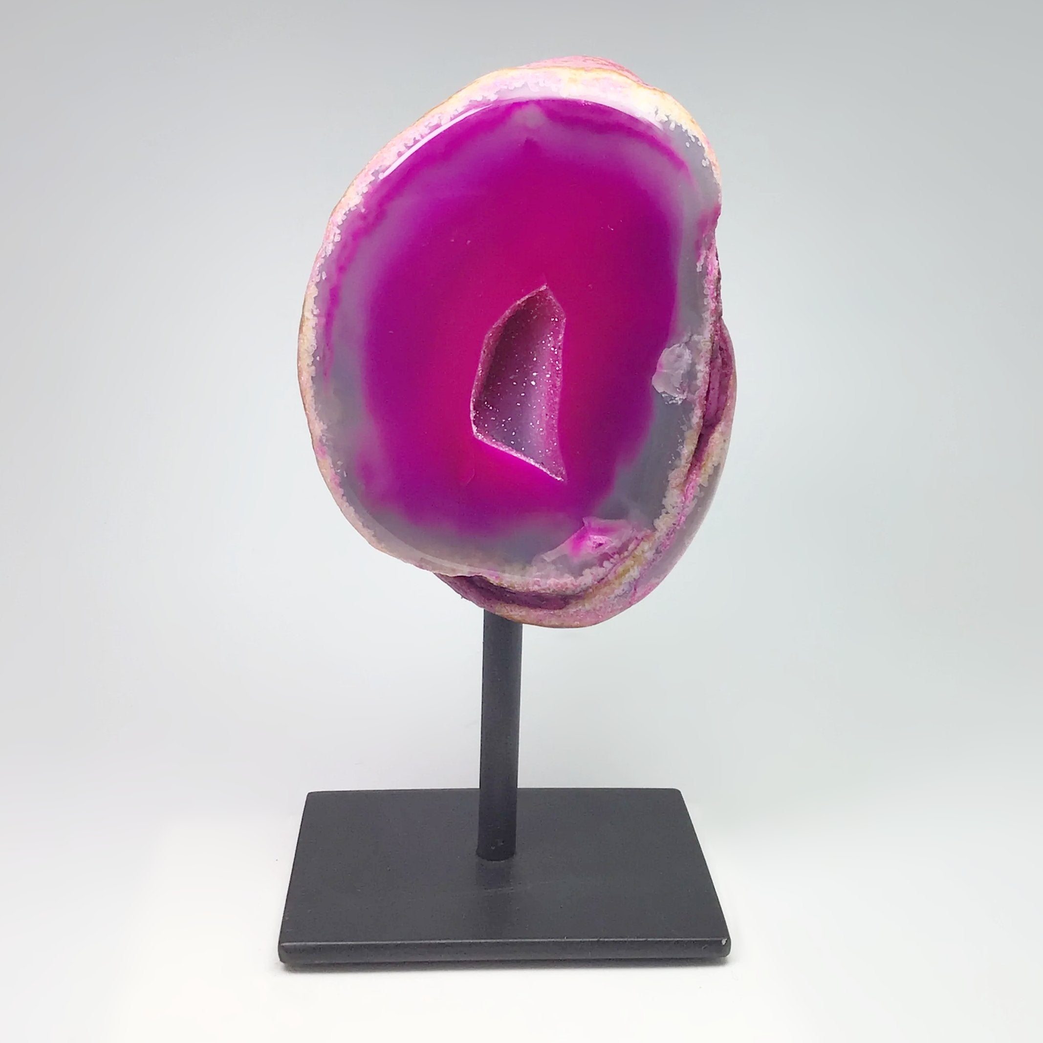 Pink Agate Geode on Stand